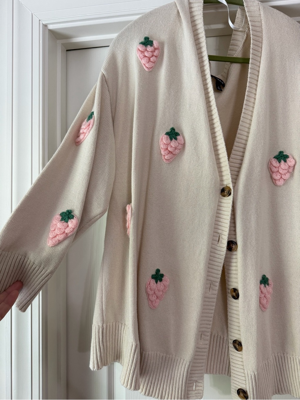 torrid Cream Cardigan with Pink Strawberry Embroidery Womens 3 3x